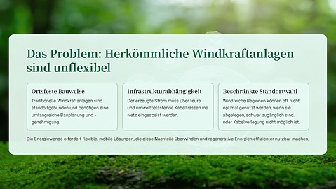 Neue Produkt-Info: Herkömmliche Windkraftanlagen sind unflexibel.
